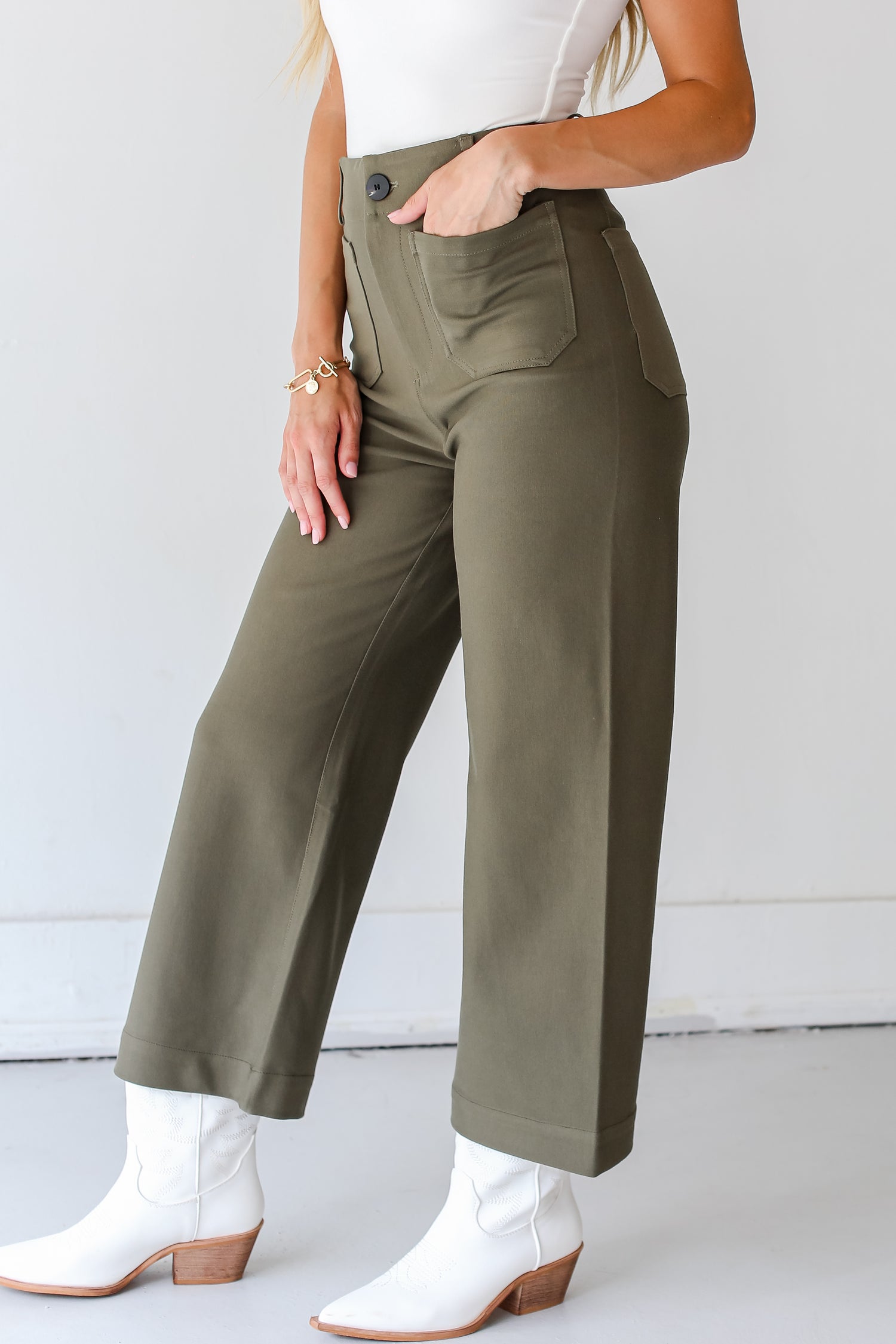 olive Trouser Pants side view