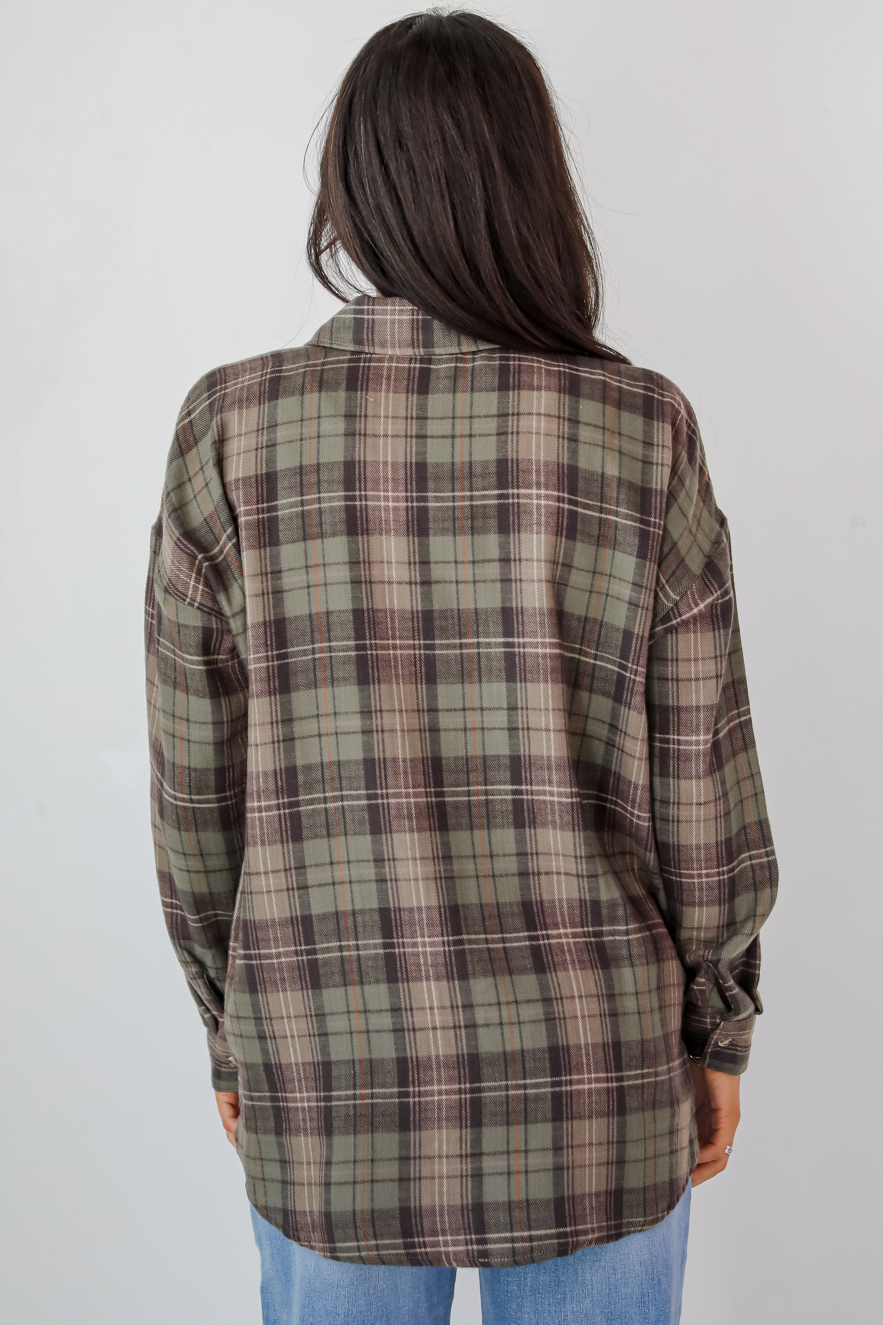 Significantly Chic Light Olive Plaid Flannel