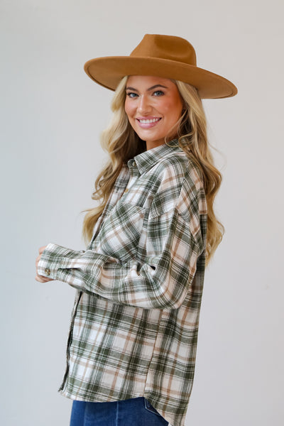 Olive Plaid Flannel for women