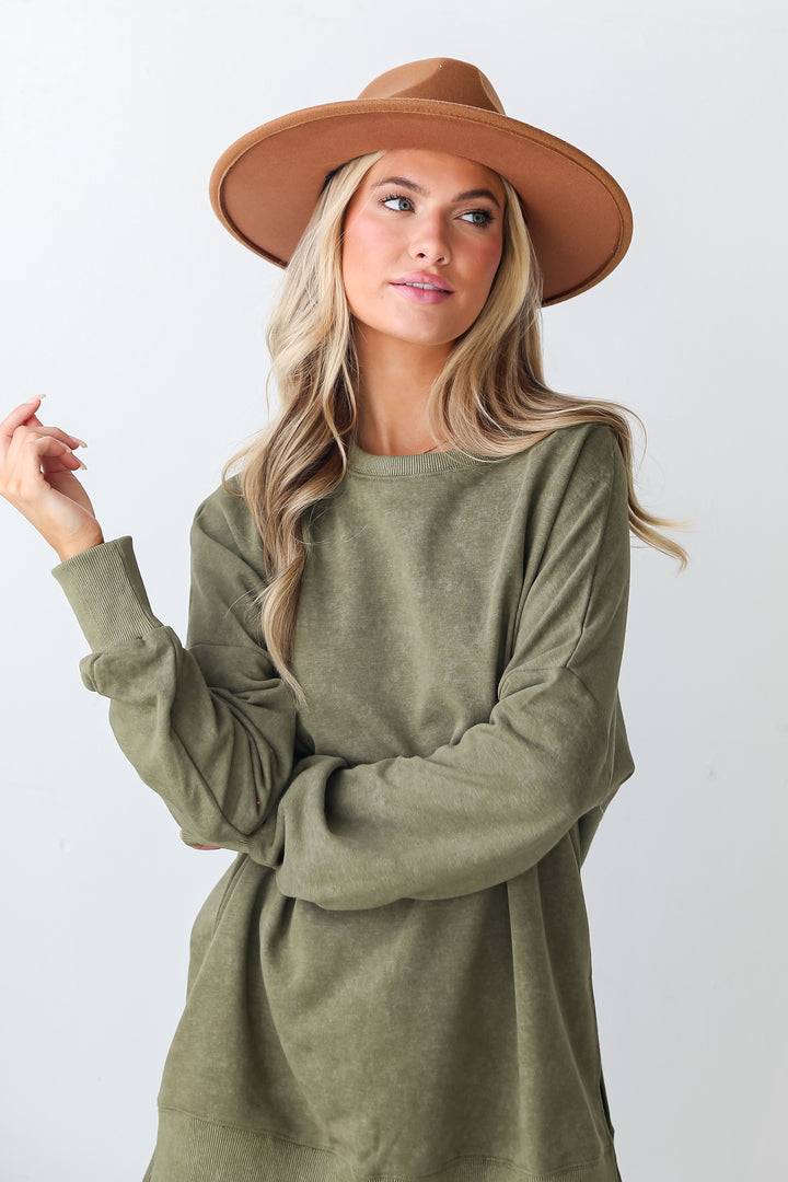 Olive Oversized Pullover front view