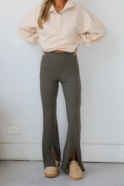 Lounge Look Ribbed Flare Pants