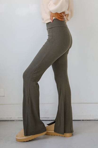 Lounge Look Ribbed Flare Pants