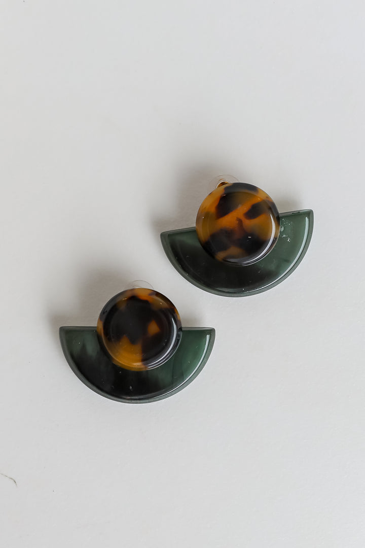 Hadley Olive Acrylic Statement Earrings