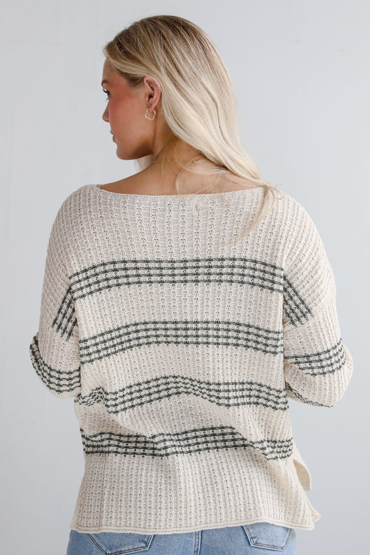 Admirable Aura Ivory Striped Sweater