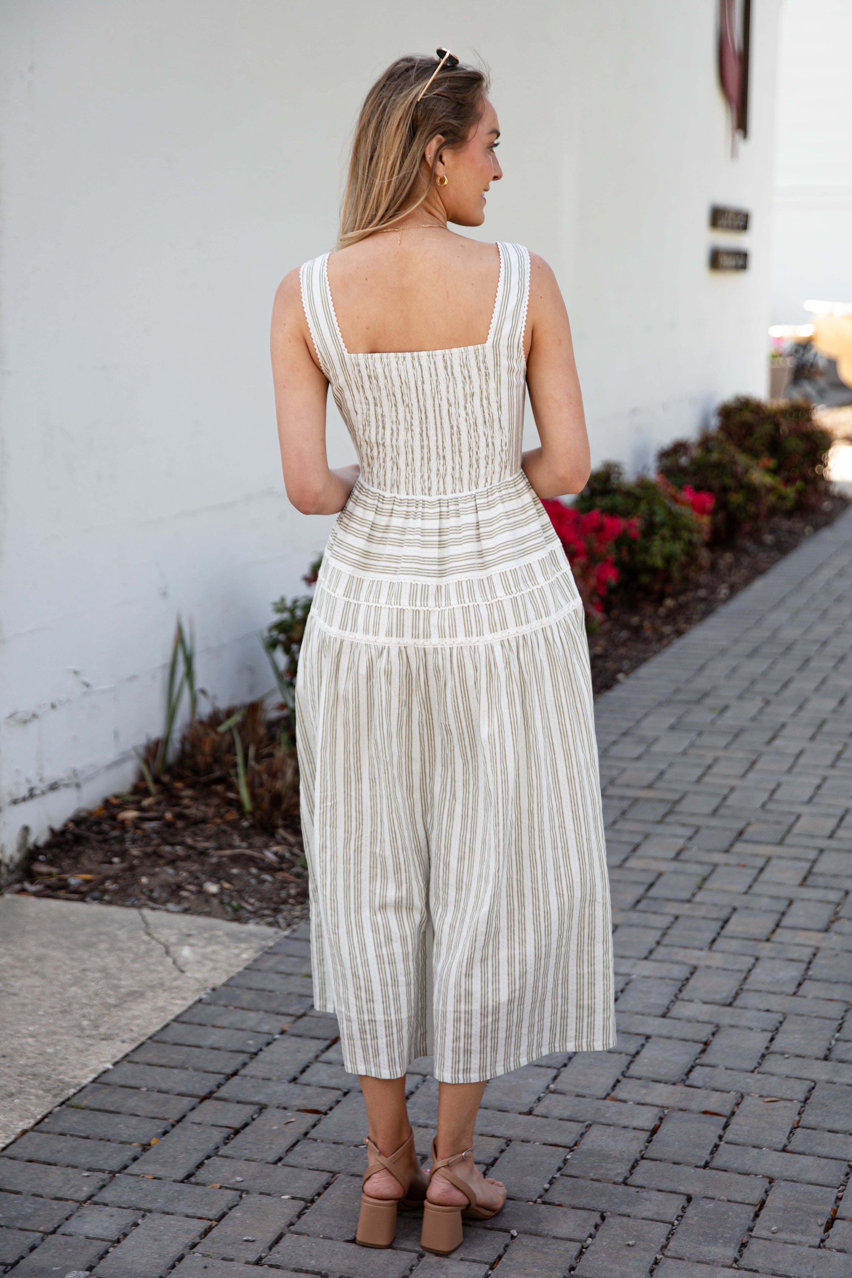 Striped Olive Maxi Dress | Trendy Women's Dress