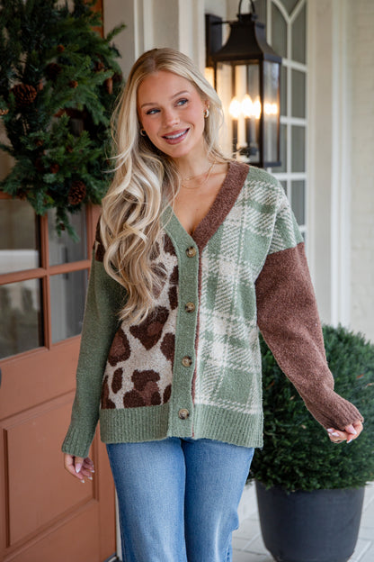 Maple Lane Olive Striped Sweater