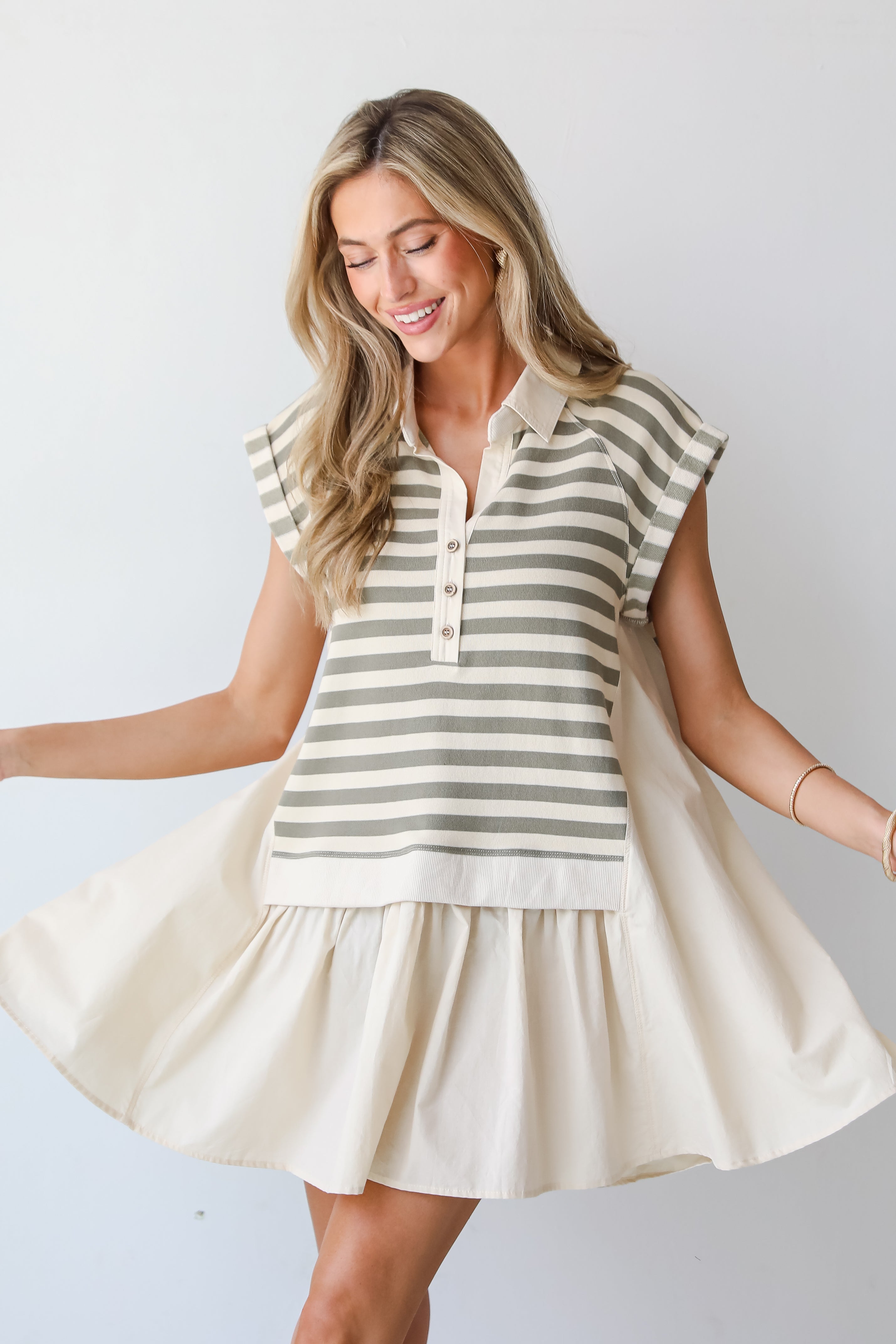 Modern Excellence Olive Striped Tunic