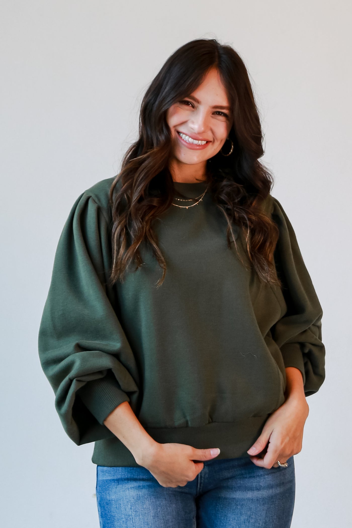 Olive Fleece Sweatshirt for women