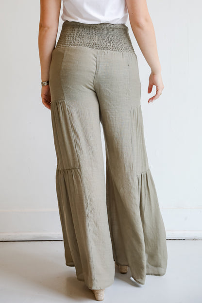 green Wide Leg Pants