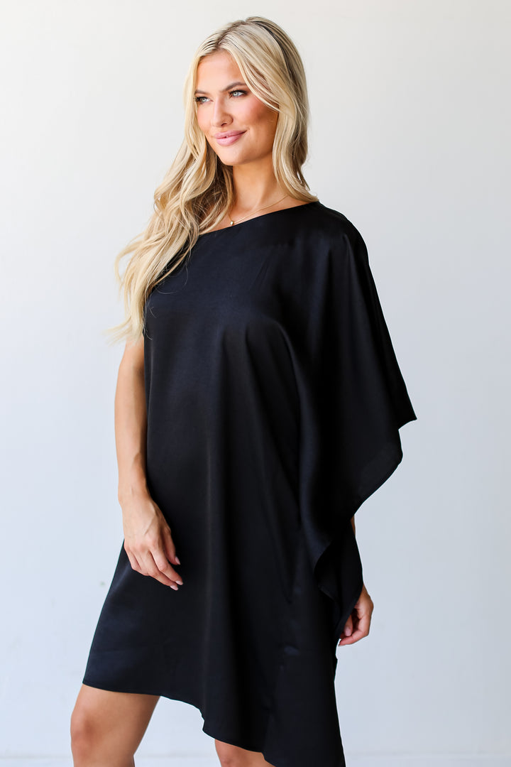 black One-Shoulder Mini Dress side view