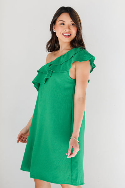 green One-Shoulder Mini Dress side view