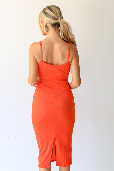 orange Cutout Midi Dress back view