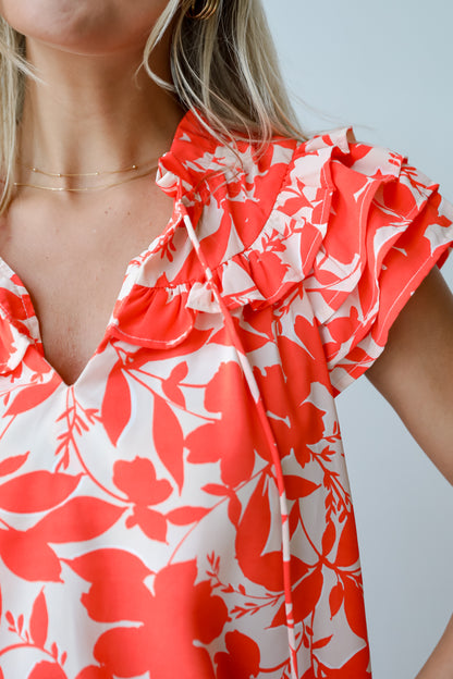 Poised Moment Orange Floral Blouse