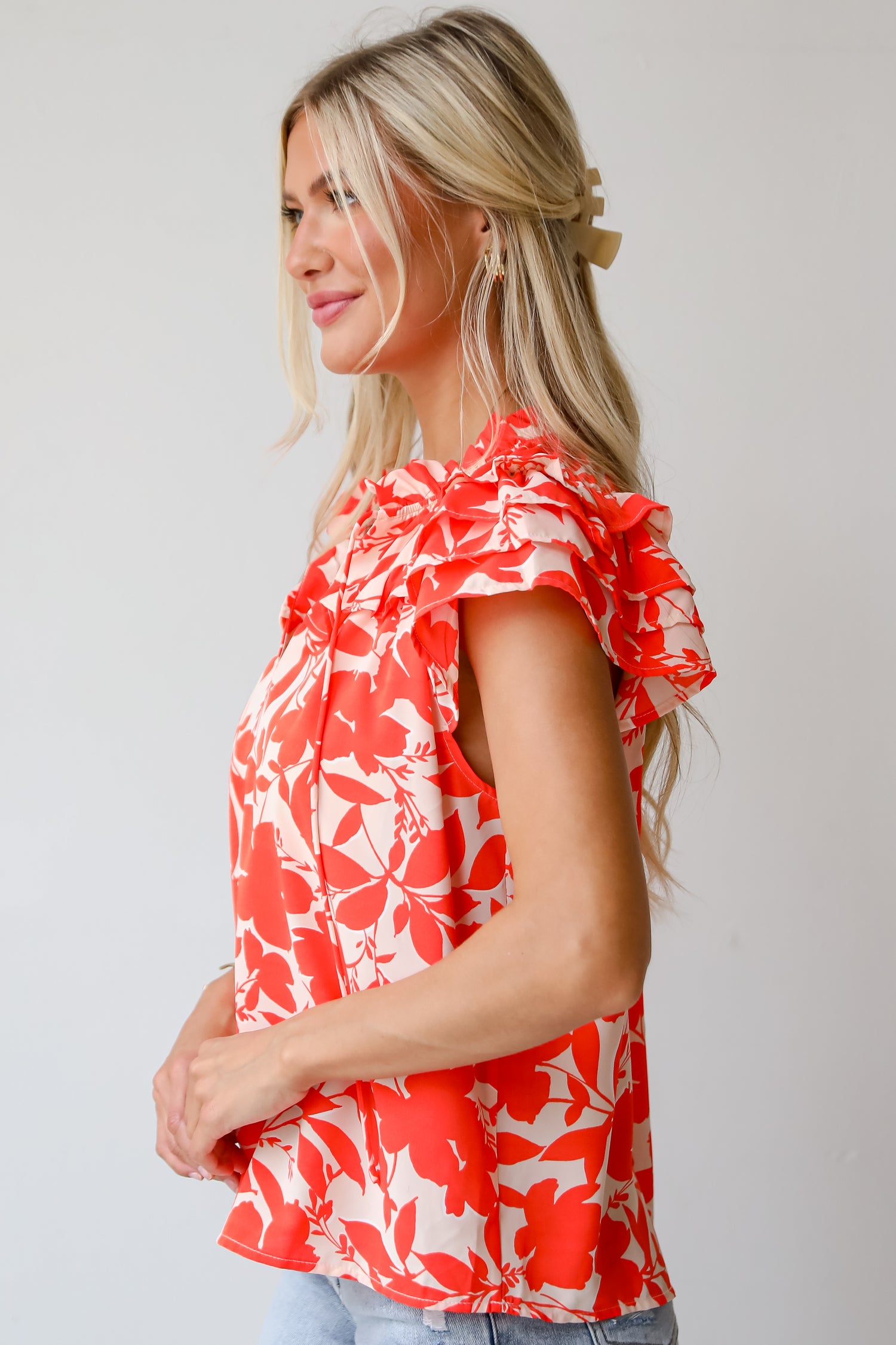 Poised Moment Orange Floral Blouse