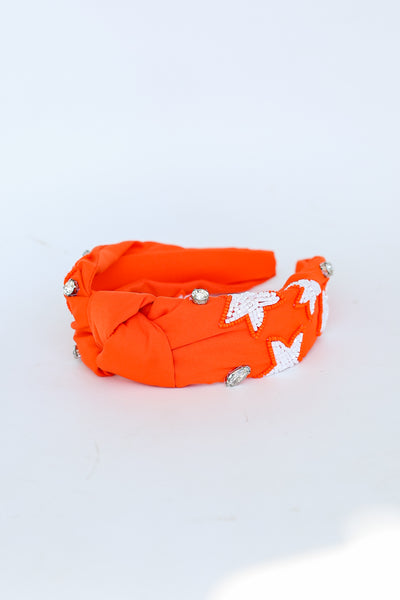 Orange Star + Gemstone Knotted Headband close up