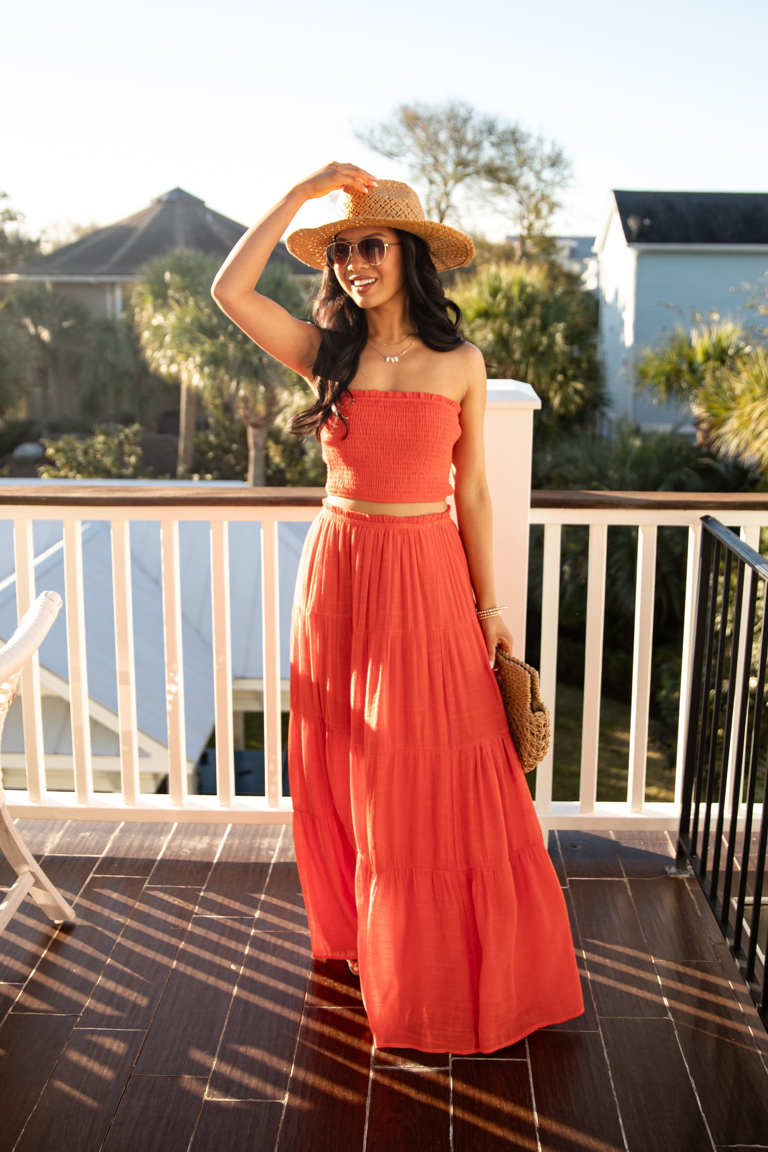 maxi dress maxi skirt Naturally Lovely Orange Tiered Maxi Skirt