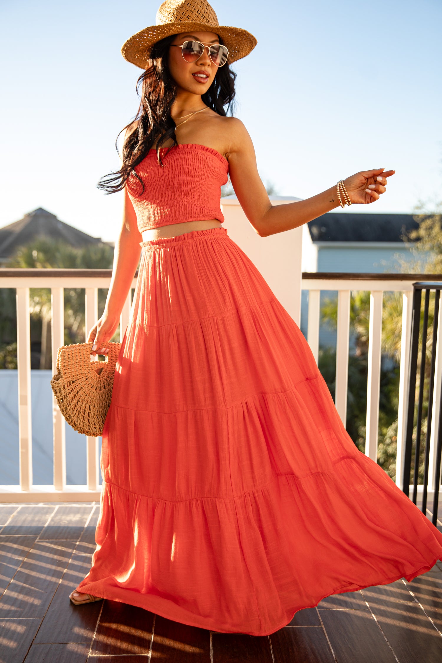 Orange Tiered Maxi Skirt | Trendy Women's Skirt Orange Tiered Maxi Skirt | Trendy Women's Skirt