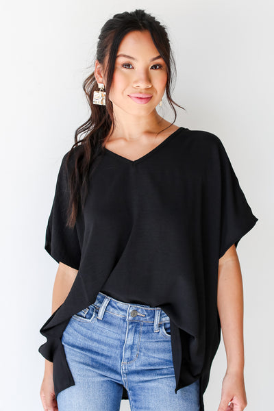 black Oversized Blouse front view
