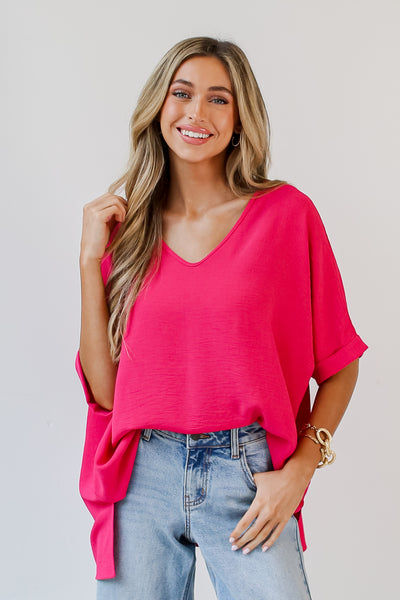 pink Blouse tucked in