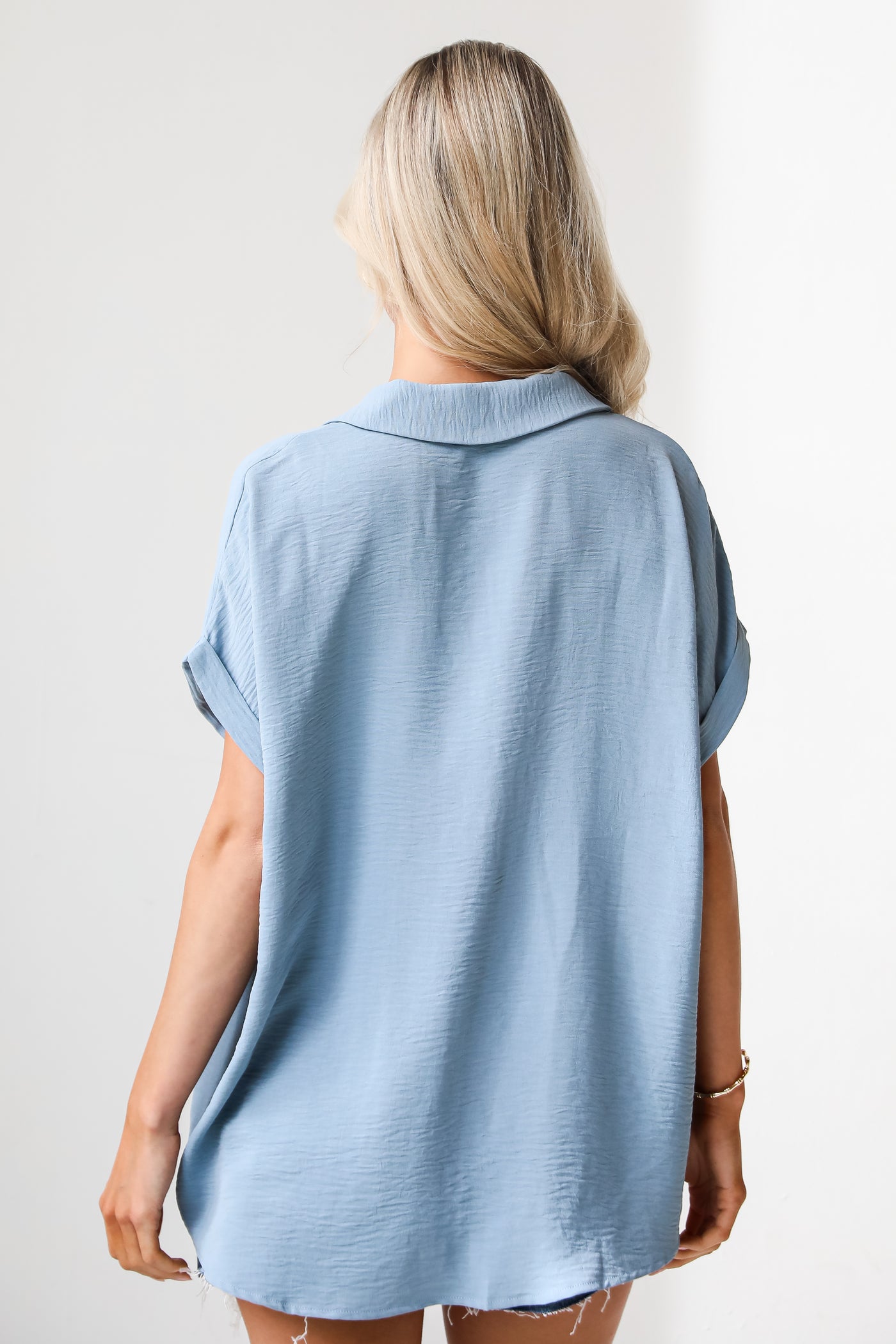 blue collared Blouse