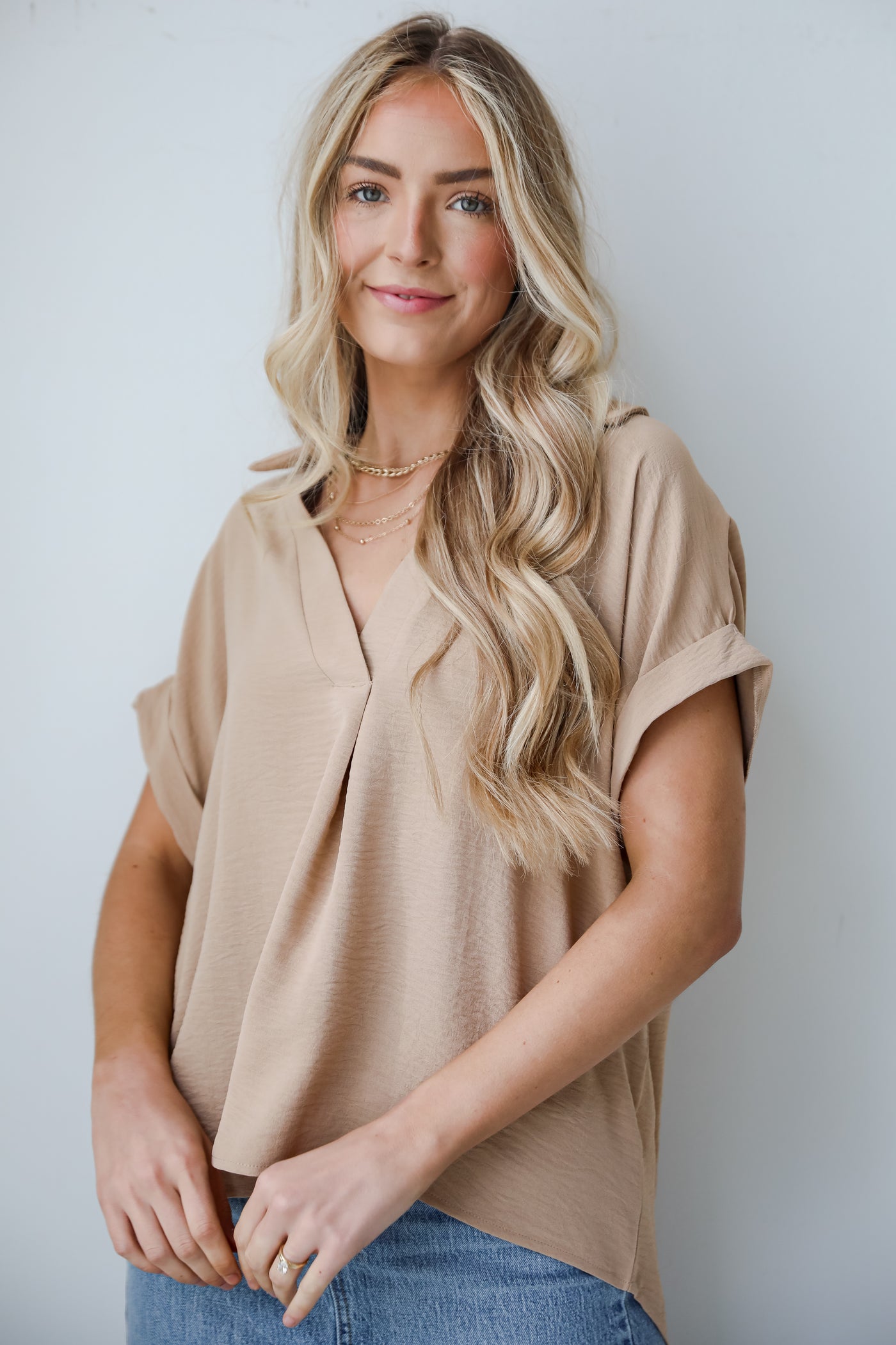 casual taupe Blouse