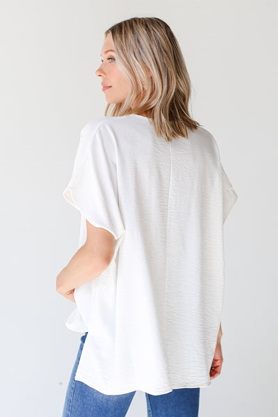 white Oversized Blouse back view