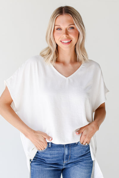 white Oversized Blouse front view