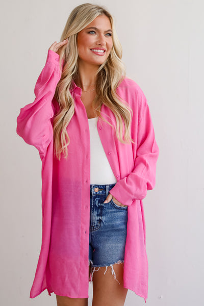 long oversized button up