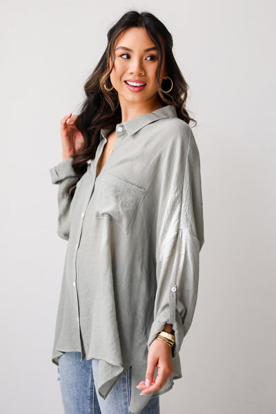 Kelsey Oversized Button-Up Blouse trendy button up blouse