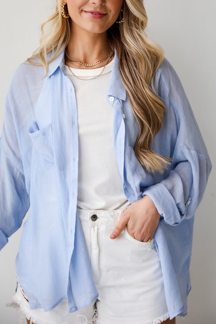 Kelsey Oversized Button-Up Blouse button up blouse coverup