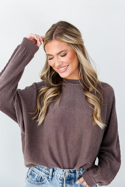 Brown Oversized Corded Top