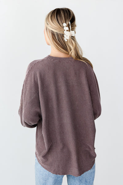 Brown Oversized Corded Top back view