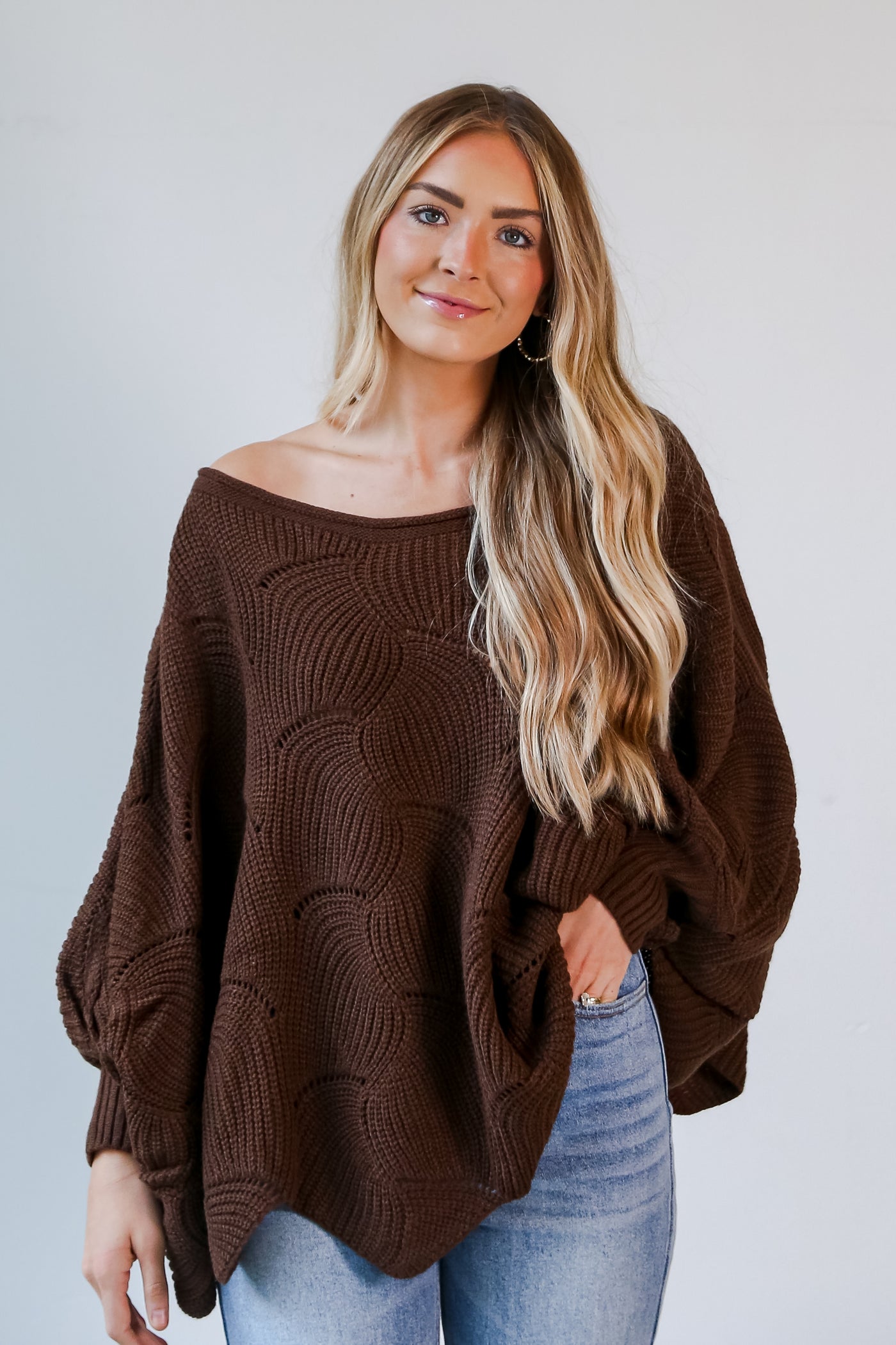 brown Oversized Sweater front view