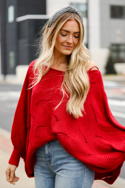cute red Oversized Sweater