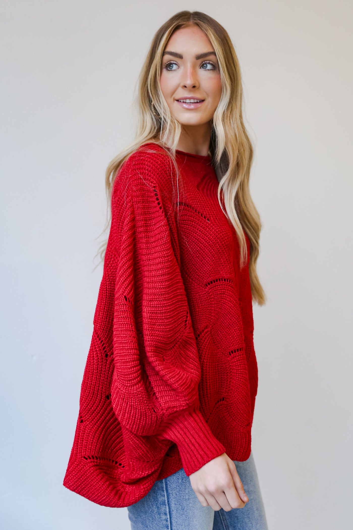 red Oversized Sweater for women