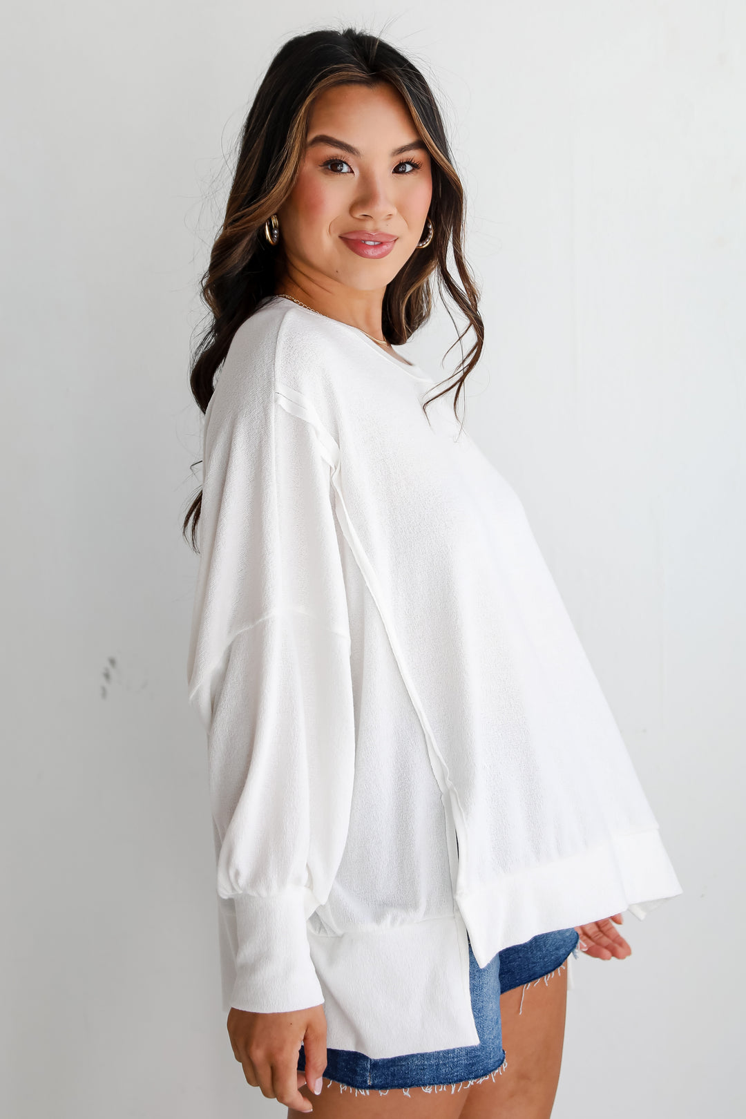 white oversized top