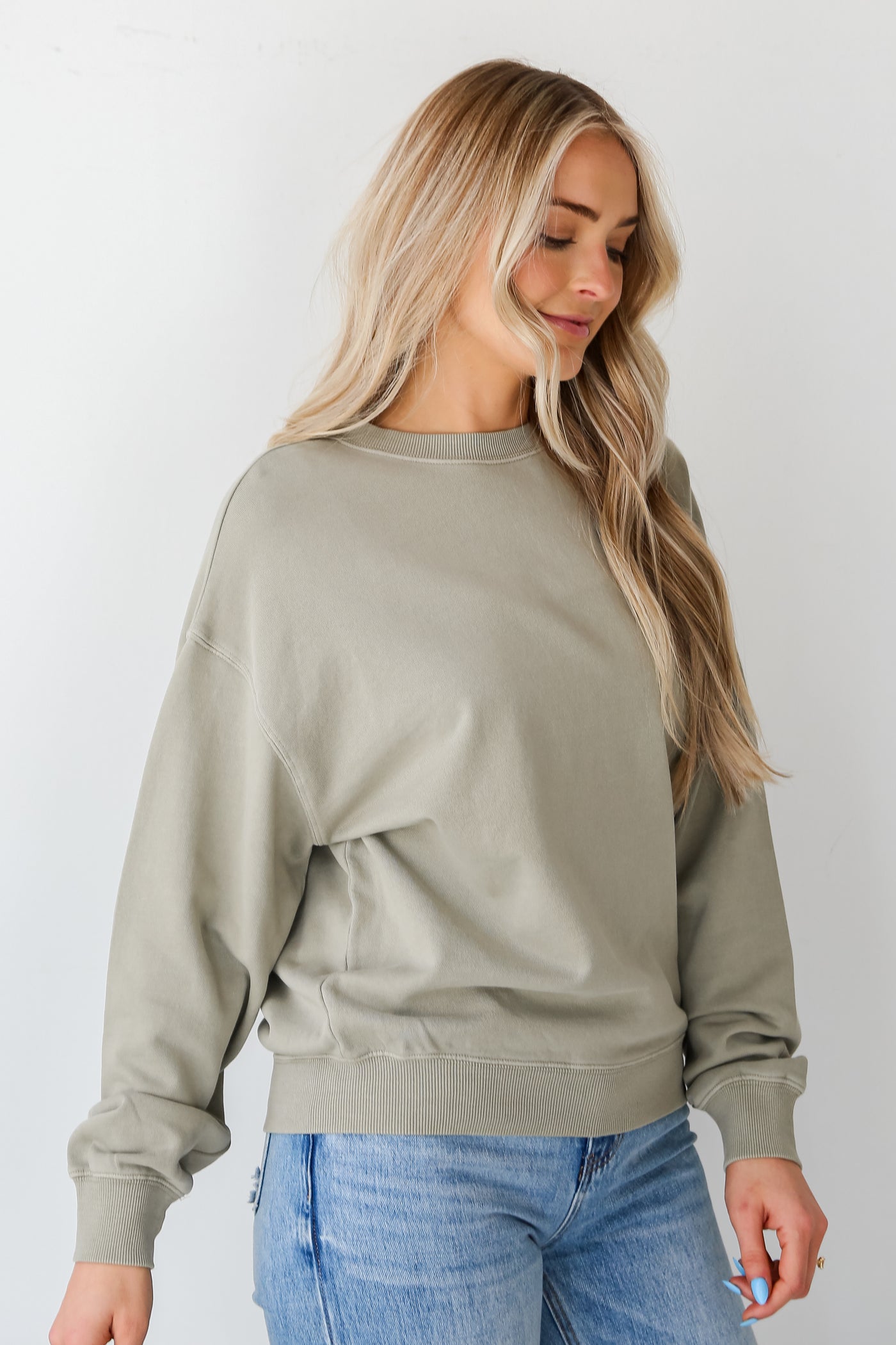 sage green Oversized Pullover for women
