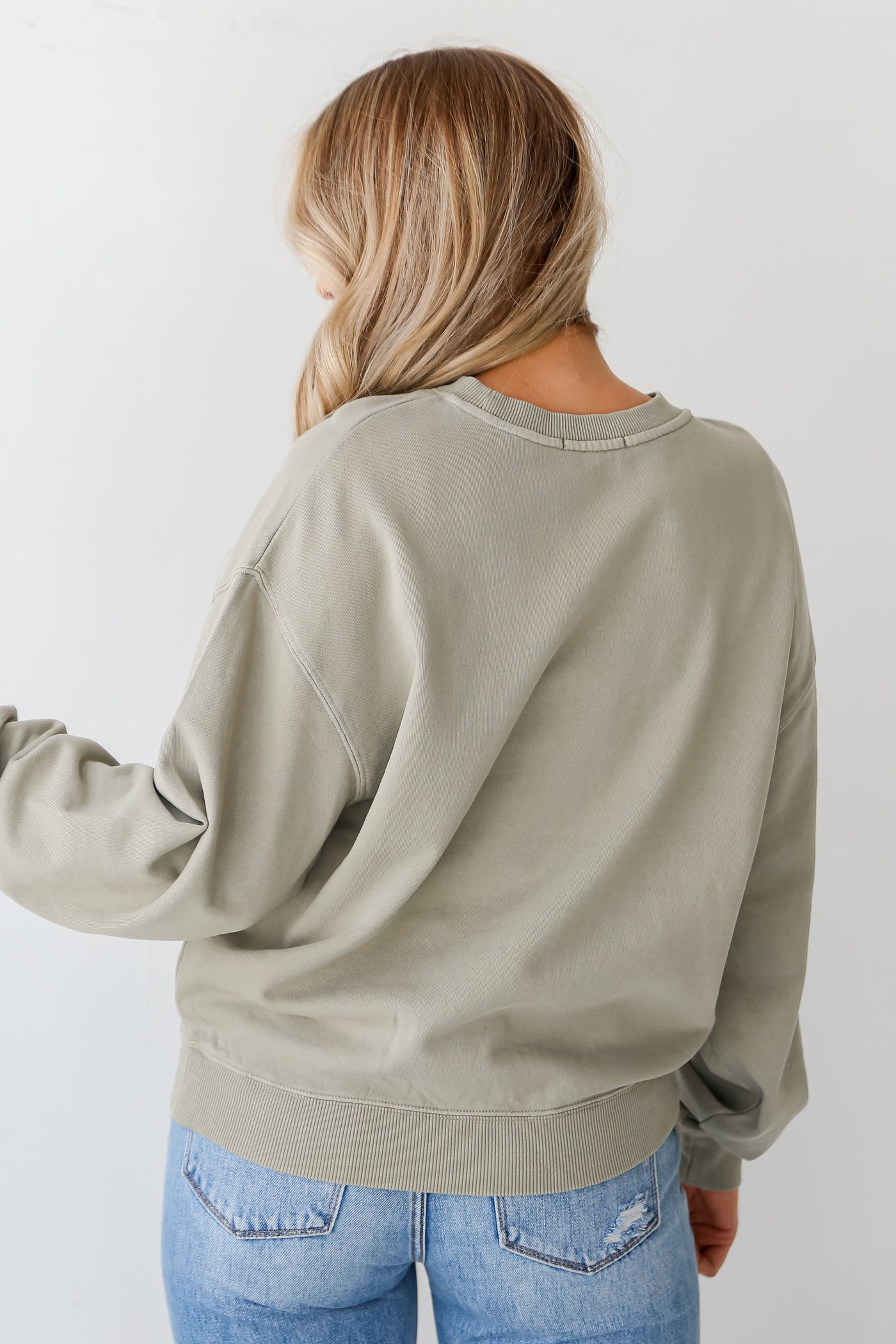 sage Oversized Pullover back view