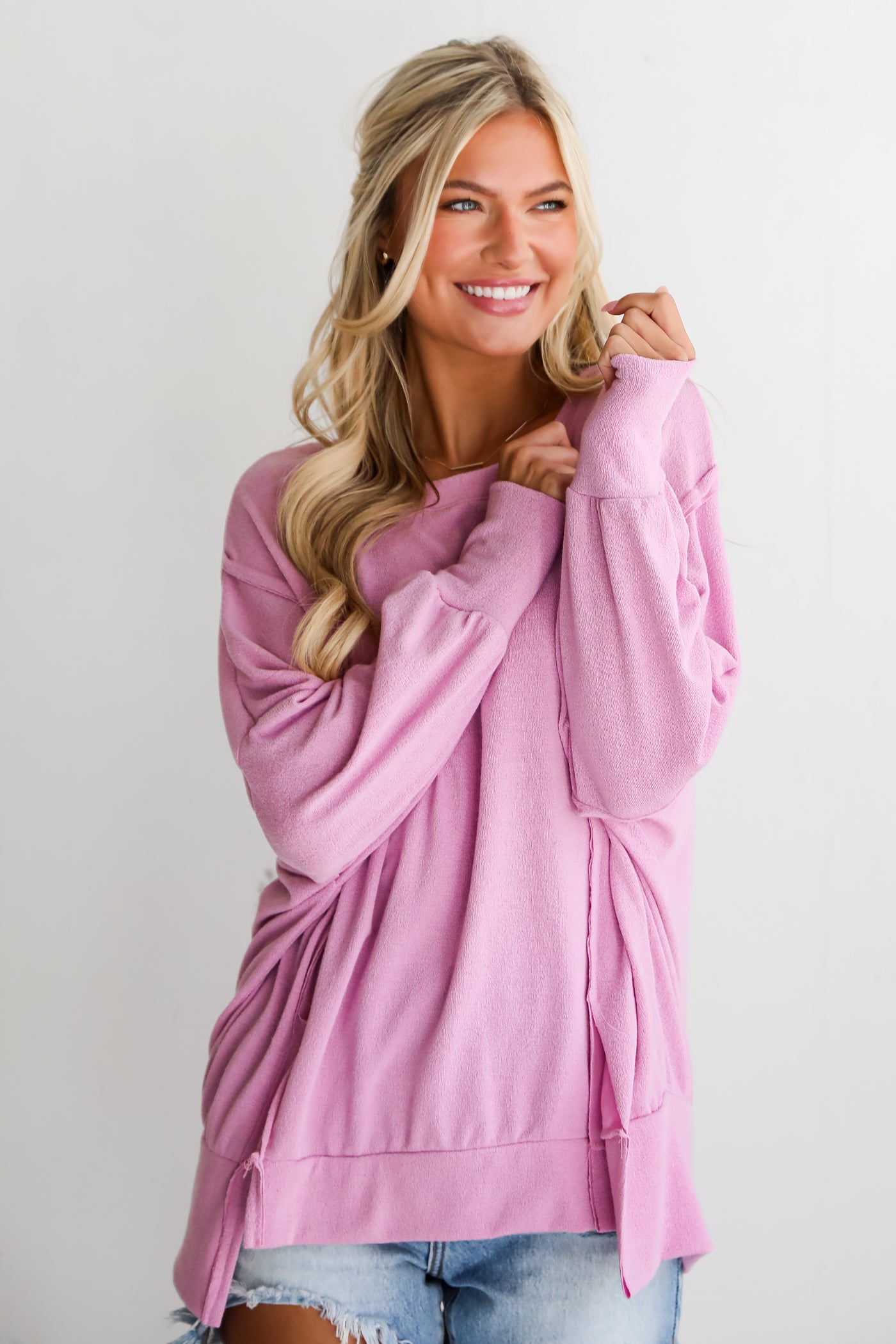 pink oversized top
