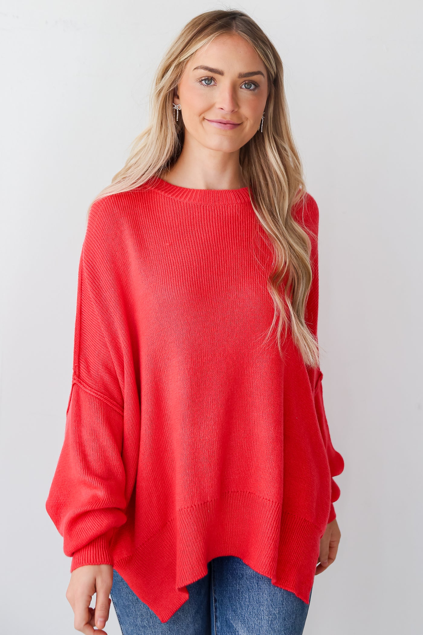 red Oversized Sweater front view