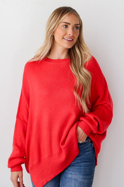 red Oversized Sweater front view