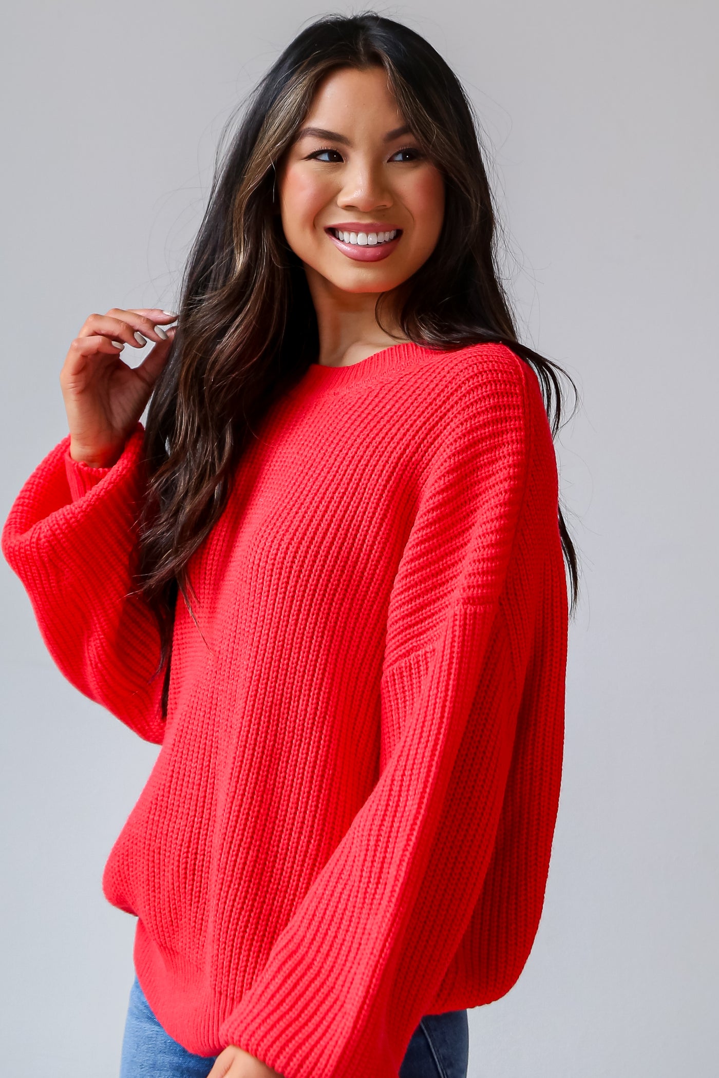 cozy red Oversized Sweater