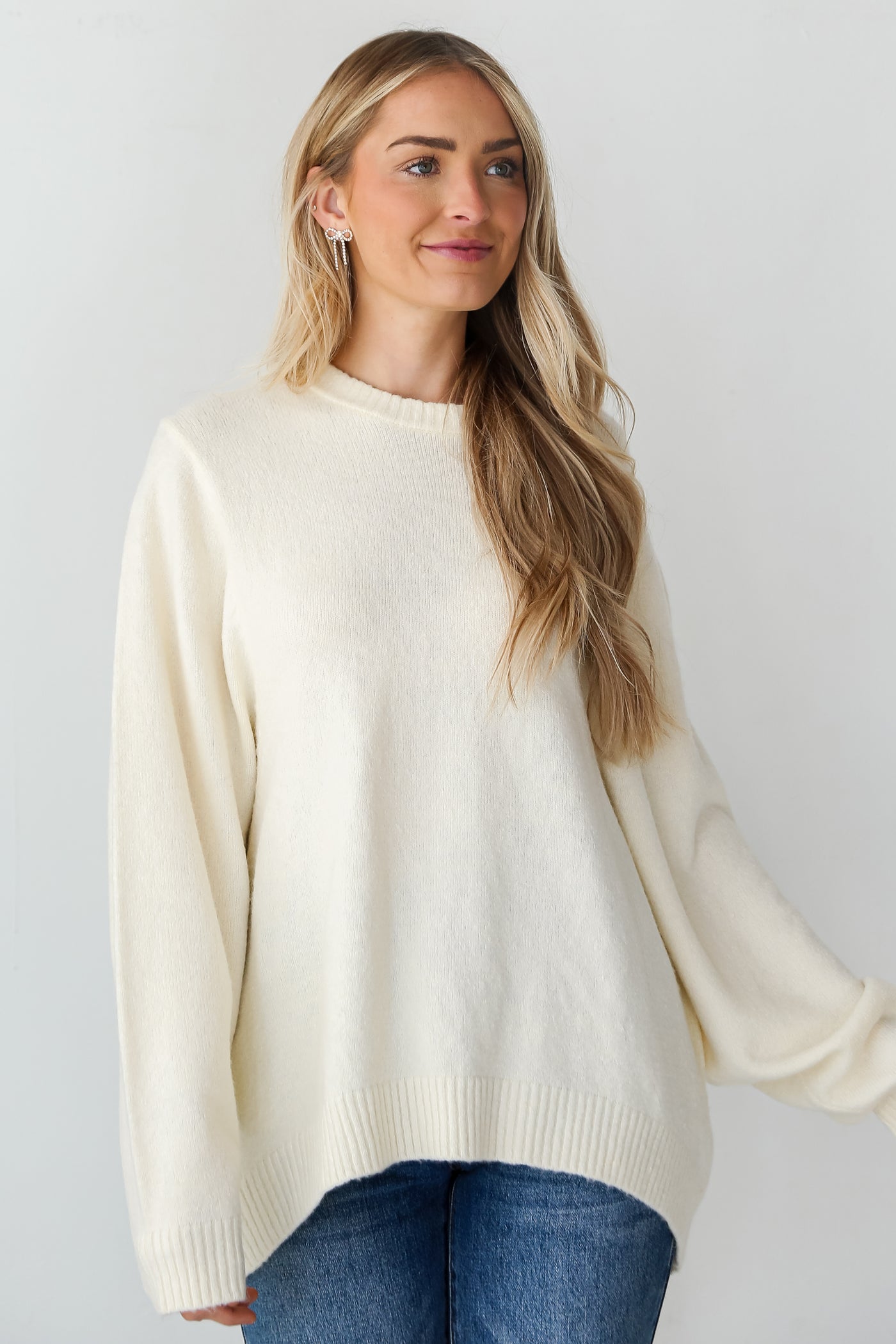 cream Oversized Sweater front view