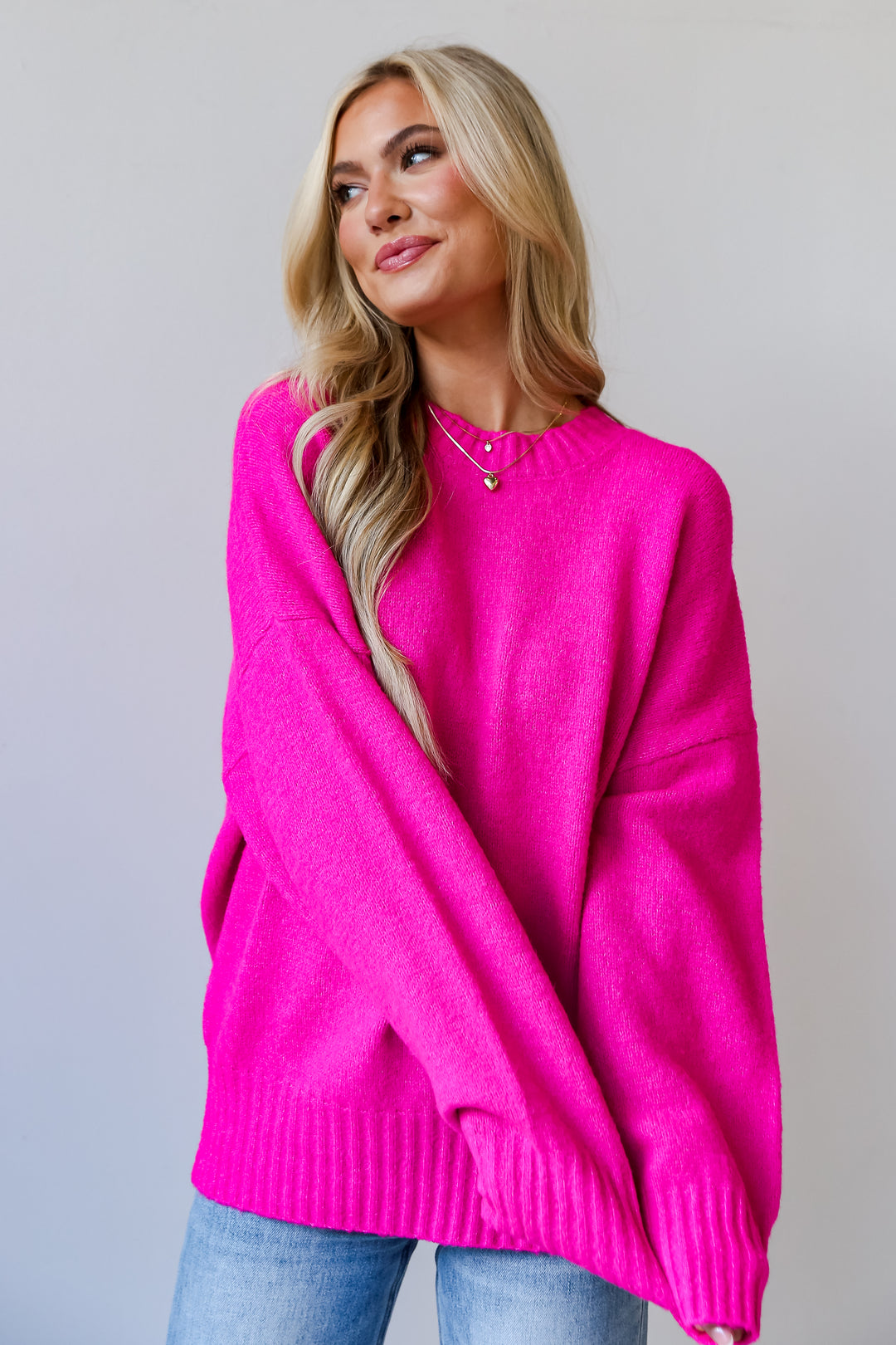 pink Oversized Sweater front view