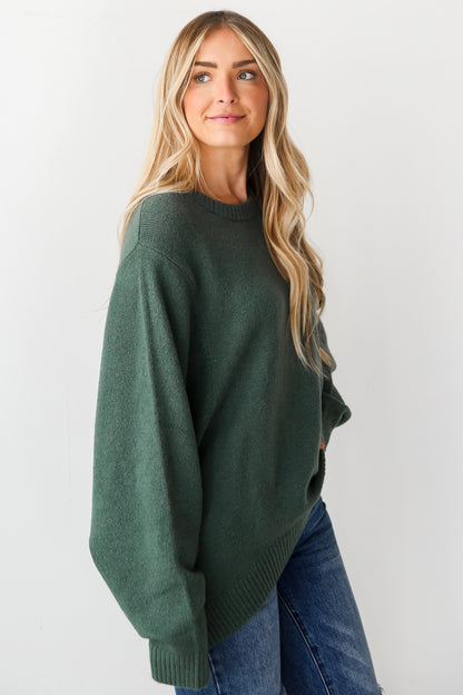 green Oversized Sweater side view