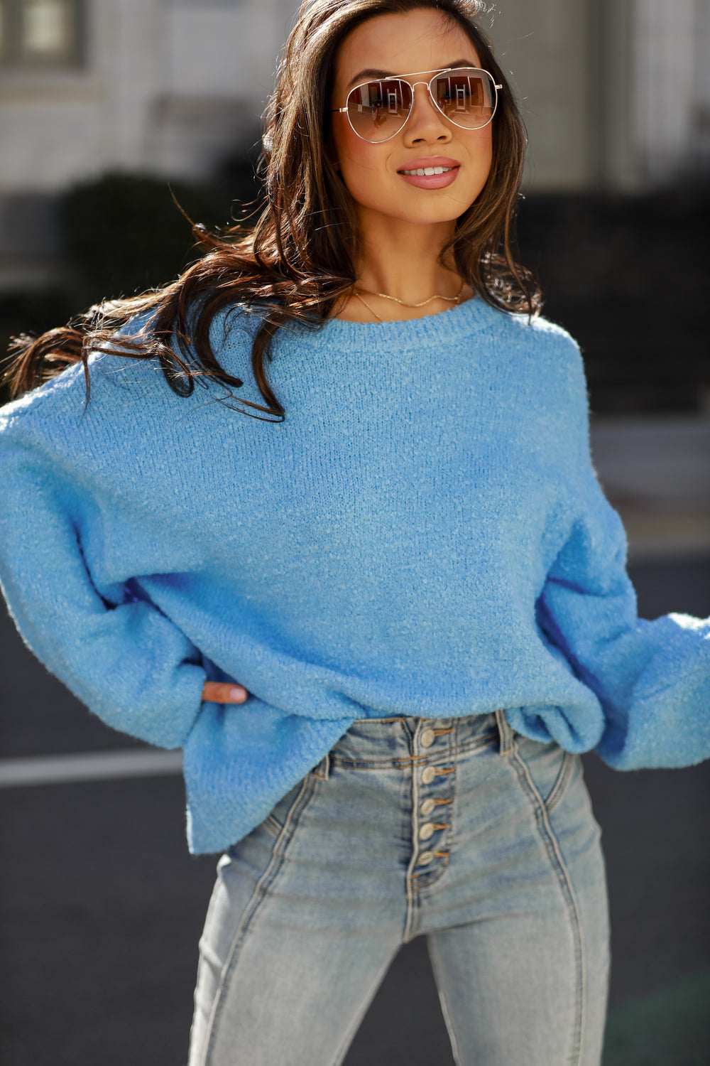 cozy blue Oversized Sweater