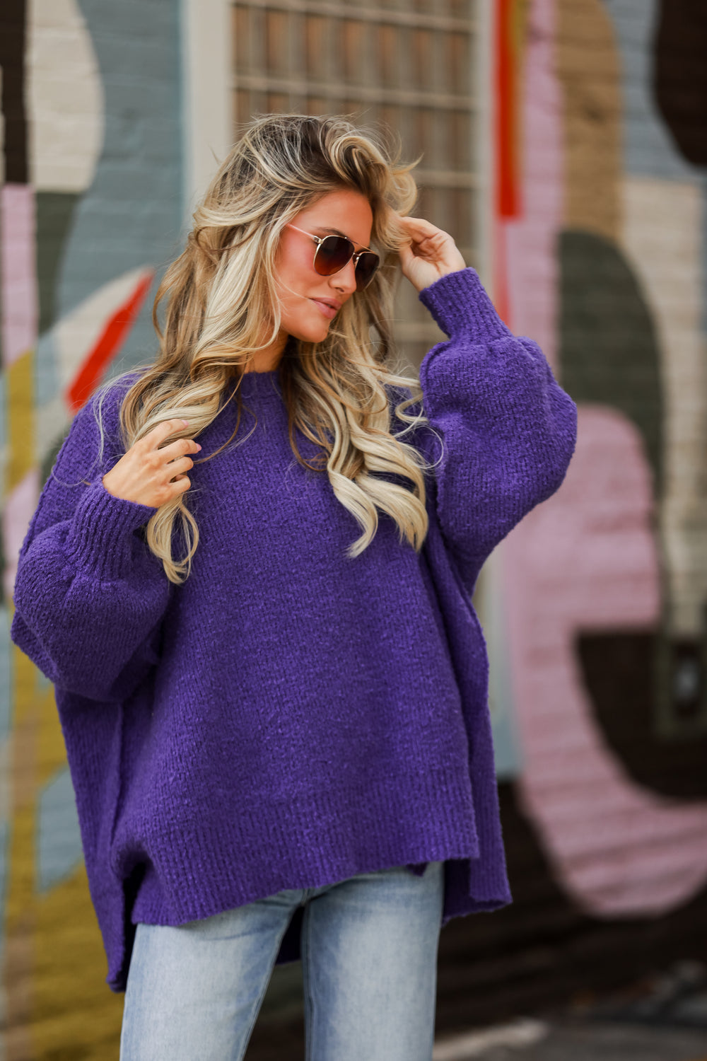 cute purple Oversized Sweater