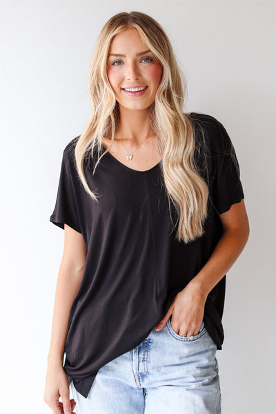 black Everyday Oversized Tee front view