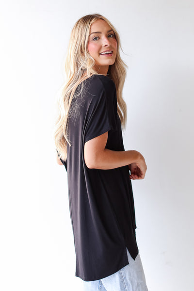 black Everyday Oversized Tee side view