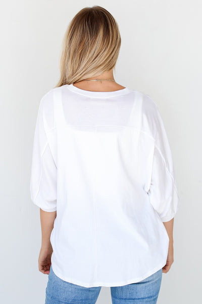 white Oversized Tee back view